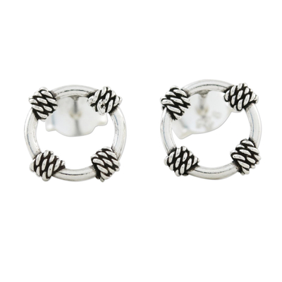 Rope Motif Sterling Silver Stud Earrings from Thailand