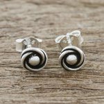 Sterling silver stud earrings, 'Cyclone Gleam' - Combination Finish Sterling Silver Stud Earrings