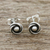 Sterling silver stud earrings, 'Cyclone Gleam' - Combination Finish Sterling Silver Stud Earrings (image 2) thumbail