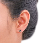 Sterling silver stud earrings, 'Cyclone Gleam' - Combination Finish Sterling Silver Stud Earrings