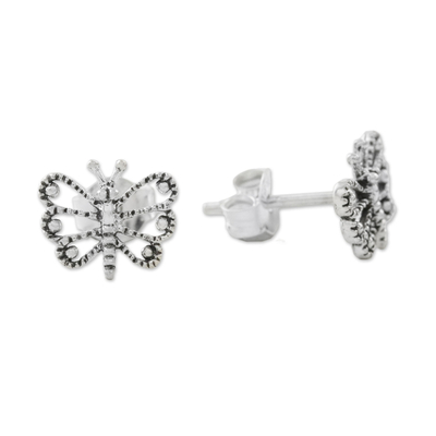 Sterling silver stud earrings, 'Dotted Butterflies' - Openwork Butterfly Sterling Silver Stud Earrings