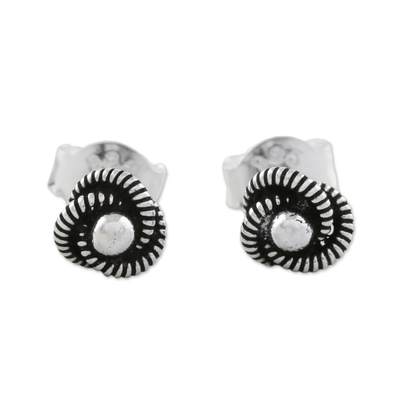 Spiral Motif Sterling Silver Stud Earrings from Thailand