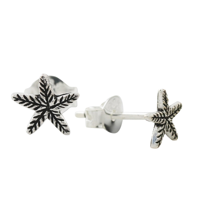 Sterling silver stud earrings, 'Starfish Charm' - Sterling Silver Starfish Stud Earrings from Thailand