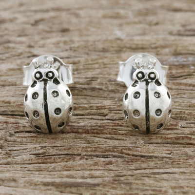 Sterling silver stud earrings, Cute Ladybugs