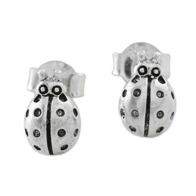 Sterling Silver Ladybug Stud Earrings from Thailand