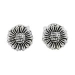 Sterling silver stud earrings, 'Cute Sunflowers' - Sterling Silver Sunflower Stud Earrings from Thailand