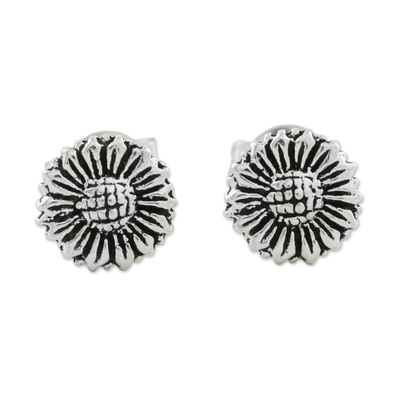 Sterling Silver Sunflower Stud Earrings from Thailand