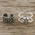 Ear cuffs de plata de ley - Ear Cuffs de Plata de Ley con Motivo Floral y Corazón