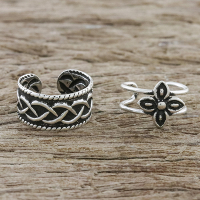 Sterling silver ear cuffs, Floral Celt