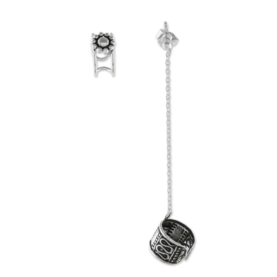Sterling silver ear cuffs, 'Sweet Strength' - Sterling Silver Ear Cuffs with Chain from Thailand