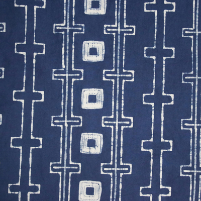 Handcrafted Indigo and White Cotton Batik Table Runner - Continuous ...