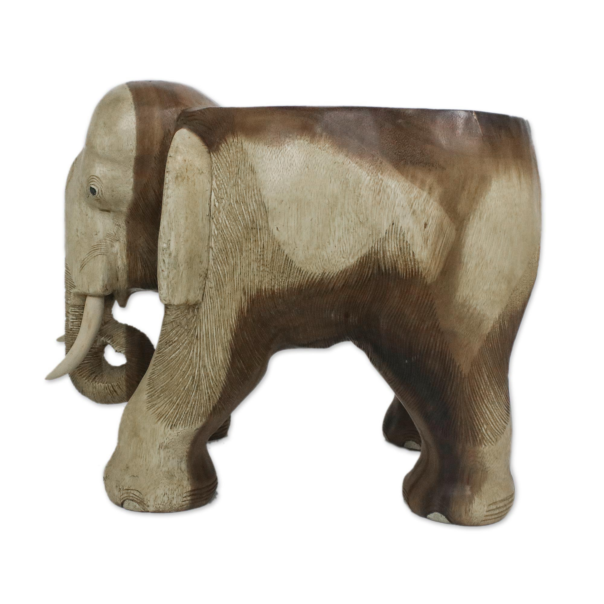 UNICEF Market | Natural Wood Elephant Stool from Thailand (15 Inch ...