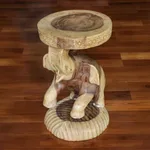 Wood stool, 'Hello Elephant' - Raintree Wood Elephant Stool Crafted in Thailand
