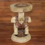 Wood stool, 'Hello Elephant' - Raintree Wood Elephant Stool Crafted in Thailand