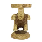 Wood stool, 'Hello Elephant' - Raintree Wood Elephant Stool Crafted in Thailand