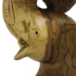 Wood stool, 'Hello Elephant' - Raintree Wood Elephant Stool Crafted in Thailand