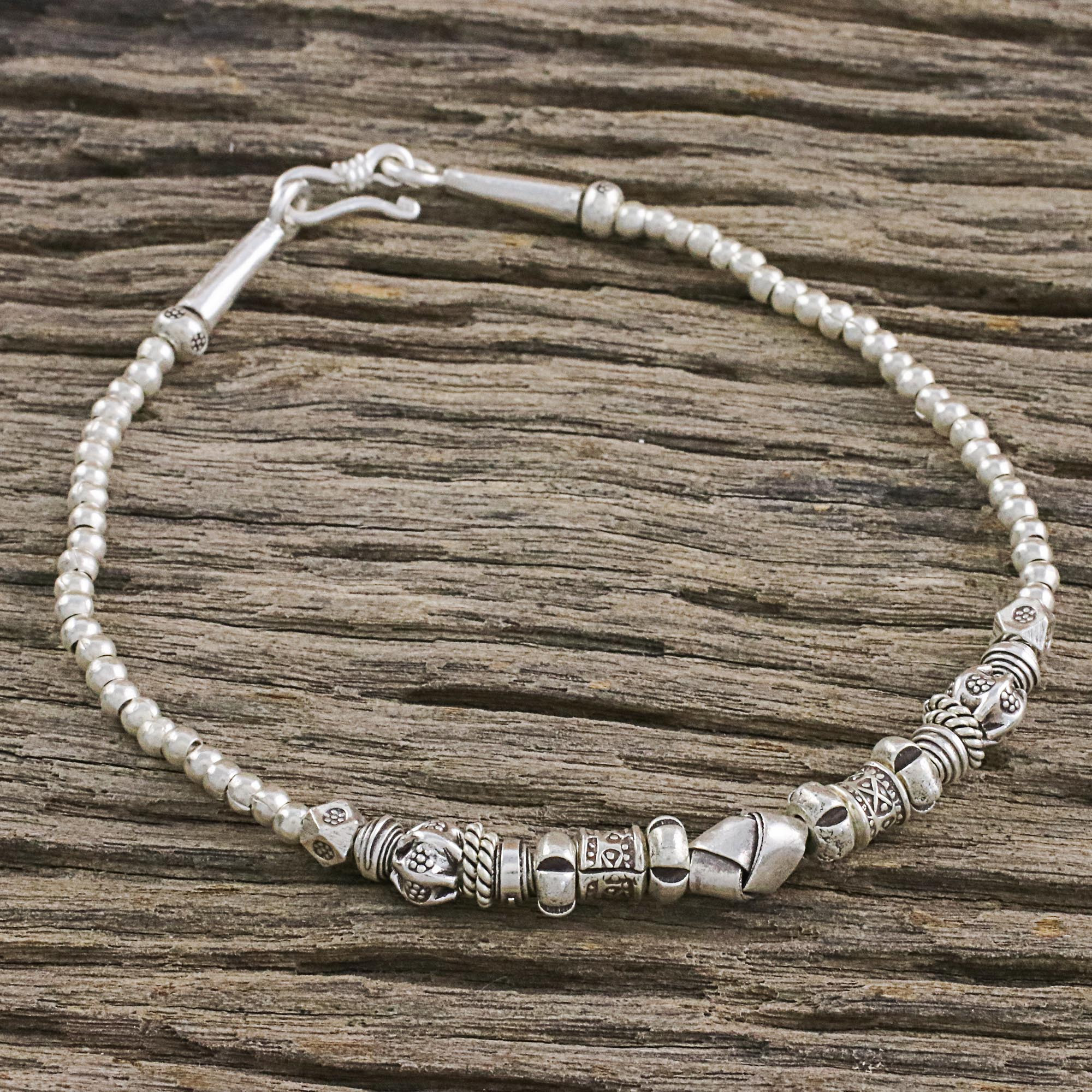 High Quality Amazonite Stretch Bead Bracelet with Karen Hill Silver Accent Bead