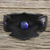 Men's lapis lazuli leather cuff bracelet, 'World View' - Men's Lapis Lazuli and Notched Black Leather Cuff Bracelet (image 2) thumbail