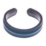 Men's leather cuff bracelet, 'Rugged Simplicity' - Men's Handcrafted Teal Leather Cuff Bracelet from Thailand