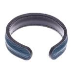 Men's leather cuff bracelet, 'Rugged Simplicity' - Men's Handcrafted Teal Leather Cuff Bracelet from Thailand