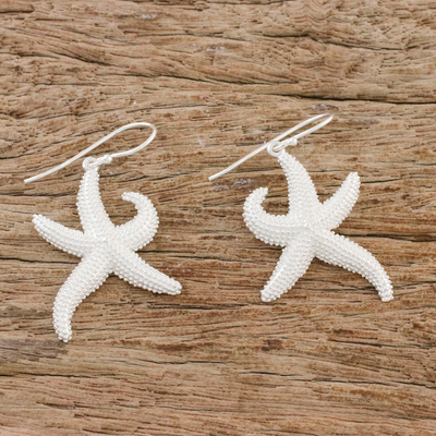 Sterling silver dangle earrings, 'Dancing Starfish' - Sterling Silver Starfish Dangle Earrings from Thailand