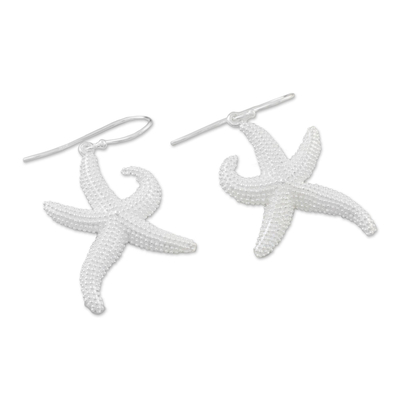 Sterling silver dangle earrings, 'Dancing Starfish' - Sterling Silver Starfish Dangle Earrings from Thailand