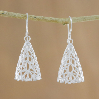 Sterling silver dangle earrings, 'Coral Cones' - Coral-Themed Sterling Silver Dangle Earrings from Thailand