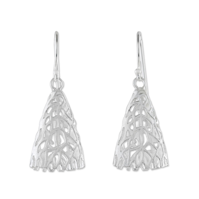 Sterling silver dangle earrings, 'Coral Cones' - Coral-Themed Sterling Silver Dangle Earrings from Thailand