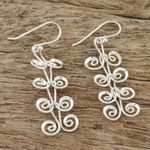 Sterling silver dangle earrings, 'Fern Spirals' - Sterling Silver Spiral Motif Dangle Earrings from Thailand