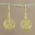 Gold plated sterling silver dangle earrings, 'Interconnected in Gold' - Gold Plated Sterling Silver Labyrinth Circle Dangle Earrings (image 2) thumbail