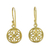 Gold plated sterling silver dangle earrings, 'Interconnected in Gold' - Gold Plated Sterling Silver Labyrinth Circle Dangle Earrings thumbail