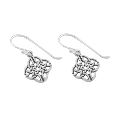 Sterling silver dangle earrings, 'Celtic Style' - Celtic Knot Sterling Silver Dangle Earrings from Thailand