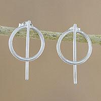 Sterling silver drop earrings, 'Modern Glyphs' - Geometric Sterling Silver Drop Earrings from Thailand