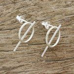 Sterling silver drop earrings, 'Modern Glyphs' - Geometric Sterling Silver Drop Earrings from Thailand