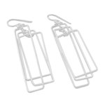 Sterling silver dangle earrings, 'Matte Rectangles' - Modern Rectangular Sterling Silver Dangle Earrings