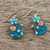 Agate beaded dangle earrings, 'Ocean Dance' - Agate and Calcite Beaded Dangle Earrings from Thailand (image 2b) thumbail