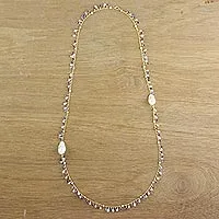 Gold accented multi-gemstone waterfall necklace, 'Made in Heaven'