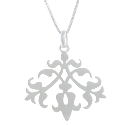 Sterling silver pendant necklace, 'Dainty Bouquet' - Three Flower Bouquet Sterling Silver Pendant Necklace