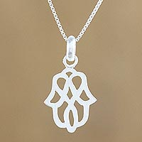 Sterling silver pendant necklace, 'Beautiful Symmetry' - Modern Floral Motif Sterling Silver Pendant Necklace