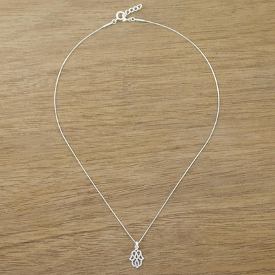 Halskette mit Anhänger aus Sterlingsilber, „Schöne Symmetrie“ – Halskette mit Anhänger aus Sterlingsilber mit modernem Blumenmotiv