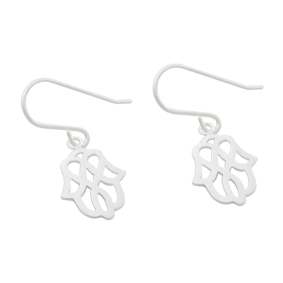 Sterling silver dangle earrings, 'Beautiful Symmetry' - Modern Floral Motif Sterling Silver Dangle Earrings