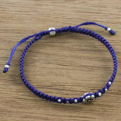 Makramee-Armband aus silbernen Perlen - Florales Hill Tribe Silberperlenarmband aus Thailand