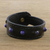 Lapis lazuli and leather beaded wristband bracelet, 'Mind's Eye' - Lapis Lazuli and Leather Beaded Wristband Bracelet