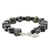 Jasper and onyx beaded bracelet, 'Dalmatian Squares' - Jasper and Onyx Beaded Bracelet from Thailand thumbail