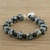 Jasper and onyx beaded bracelet, 'Dalmatian Squares' - Jasper and Onyx Beaded Bracelet from Thailand (image 2b) thumbail