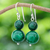 Quartz beaded dangle earrings, 'Jungle Spheres' - Green Quartz Beaded Dangle Earrings from Thailand (image 2) thumbail
