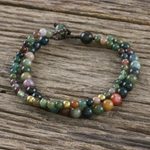 Agate beaded bracelet, 'Double Beauty' - Adjustable Agate Beaded Bracelet from Thailand