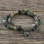 Agate beaded bracelet, 'Double Beauty' - Adjustable Agate Beaded Bracelet from Thailand
