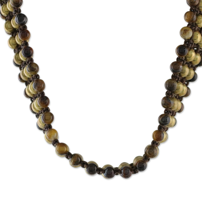 Makramee-Halsband mit Tigerauge-Perlen - Makramee-Halskette mit Tigerauge-Perlen aus Thailand