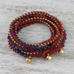 Lapis lazuli beaded wrap bracelet, 'Boho Dream' - Lapis Lazuli and Brass Beaded Wrap Bracelet